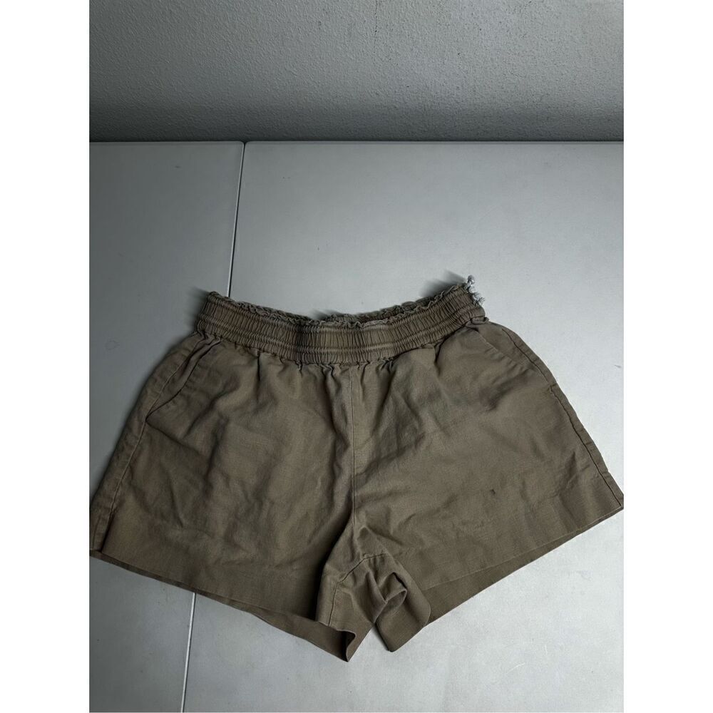 JCrew Women’s Linen Blend Shorts Tan Sz M Relaxed Elastic Waist See Description